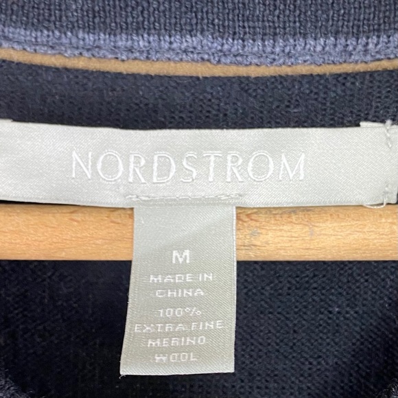 Nordstrom Black Extra Fine Merino Wool V-Neck sweater - Picture 5 of 5